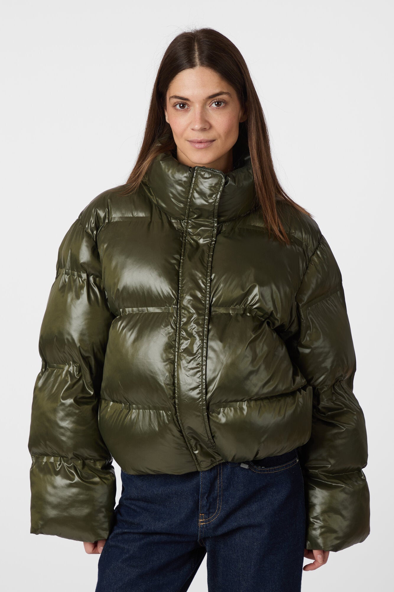 Rhea Shiny Puffer jakke - Olive